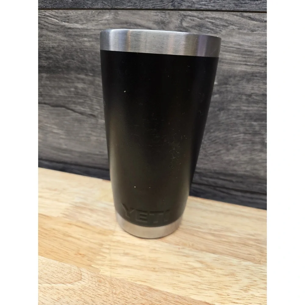 Yeti Rambler 16 oz Stackable Pint Tumbler Black Stainless Steel Cup No Lid